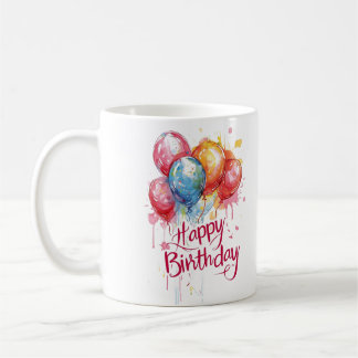 Waterverf Ballonnen Gefeliciteerd Elegante Koffie Koffiemok