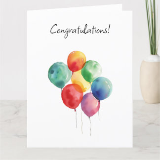 Waterverf ballonnen gefeliciteerd minimalistisch bedankkaart