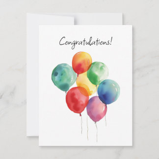 Waterverf ballonnen gefeliciteerd minimalistisch RSVP kaartje