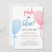 Waterverf Ballonnen Gender Reveal Baby shower Kaart (Voorkant)