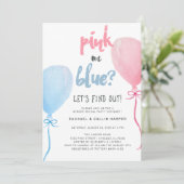 Waterverf Ballonnen Gender Reveal Baby shower Kaart (Staand voorkant)