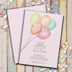 Waterverf ballonnen meisje Baby shower Kaart