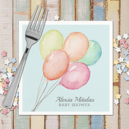 Waterverf ballonnen op blauw Baby shower Servet
