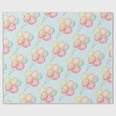 Waterverf ballonnen op blauw cadeaupapier (Vlak)