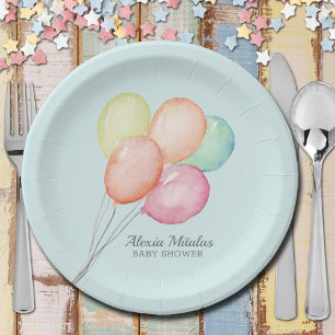 Waterverf ballonnen op Blue Boy Baby shower Papieren Bordje