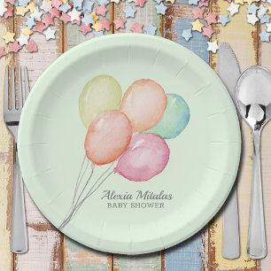 Waterverf ballonnen op groen Baby shower Papieren Bordje