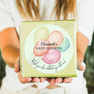 Waterverf ballonnen op groen Baby shower Ronde Sticker