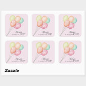 Waterverf ballonnen op roze Baby Baby shower Vierkante Sticker (Vel)