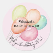 Waterverf ballonnen op roze Baby shower Ronde Sticker (Voorkant)