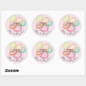 Waterverf ballonnen op roze Baby shower Ronde Sticker (Vel)