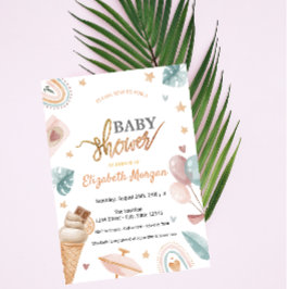 Waterverf-ballonnen regenboogijs Baby shower Kaart