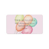 Waterverf ballonnen roze etiket (Voorkant)