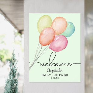 Waterverf Ballonnen Unisex Baby shower Welkom Poster