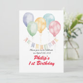  Waterverf ballonnen - Verjaardagsfeest Kaart (Staand voorkant)