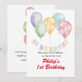  Waterverf ballonnen - Verjaardagsfeest Kaart (Voorkant / Achterkant)