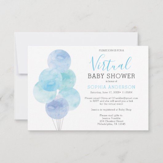 Waterverf-ballonnen - Virtuele Baby shower Kaart (Voorkant)