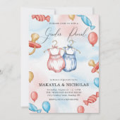 Waterverf Ballons Babykleding Geslacht Onthulling Kaart (Voorkant)