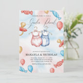 Waterverf Ballons Babykleding Geslacht Onthulling Kaart (Staand voorkant)