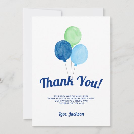 Waterverf ballons Boy Birthday Bedankkaart (Voorkant)