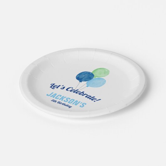 Waterverf ballons Boy Birthday Papieren Bordje (Gekanteld)