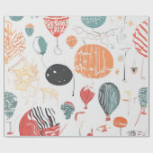 Waterverf ballonvaartsfeest cadeaupapier (Vlak)