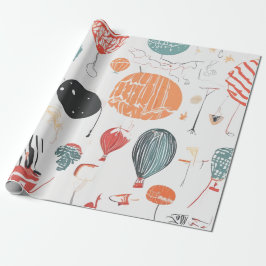 Waterverf ballonvaartsfeest cadeaupapier