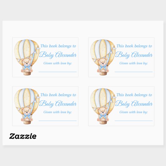 Waterverf Balloon Teddy Bear Bookplate Labels (Vel)