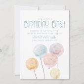 Waterverf Balloon Thema Verjaardagsfeest Uitnodige Kaart (Voorkant)