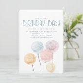 Waterverf Balloon Thema Verjaardagsfeest Uitnodige Kaart (Staand voorkant)