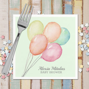 Waterverf Balloons Baby shower Unisex Mint Servet