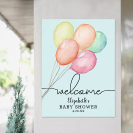 Waterverf Balloons Boy Baby shower Welkom Poster