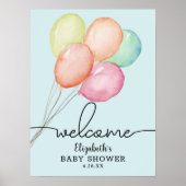 Waterverf Balloons Boy Baby shower Welkom Poster (Voorkant)