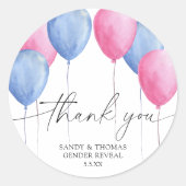 Waterverf Balloons Dank u geslacht onthullen Ronde Sticker (Voorkant)