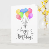 Waterverf Balloons Happy Birthday Wenskaart Kaart (Gele Bloem)