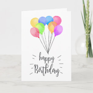 Waterverf Balloons Happy Birthday Wenskaart Kaart