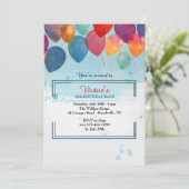 Waterverf Balloons Invitation Kaart (Staand voorkant)