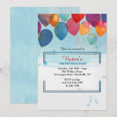 Waterverf Balloons Invitation Kaart (Voorkant / Achterkant)