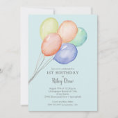 Waterverf Balloons Jongen 1e Verjaardag Kaart (Voorkant)