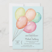 Waterverf Balloons Jongen 2e Verjaardag Kaart (Voorkant)