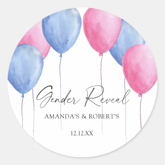 Waterverf Balloons Ronde Sticker (Voorkant)