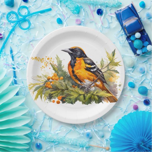 Waterverf Baltimore Oriole Papieren Bordje (Feest)