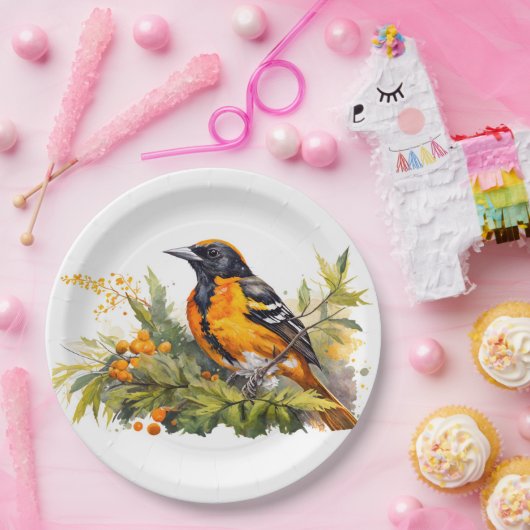 Waterverf Baltimore Oriole Papieren Bordje (Feest)