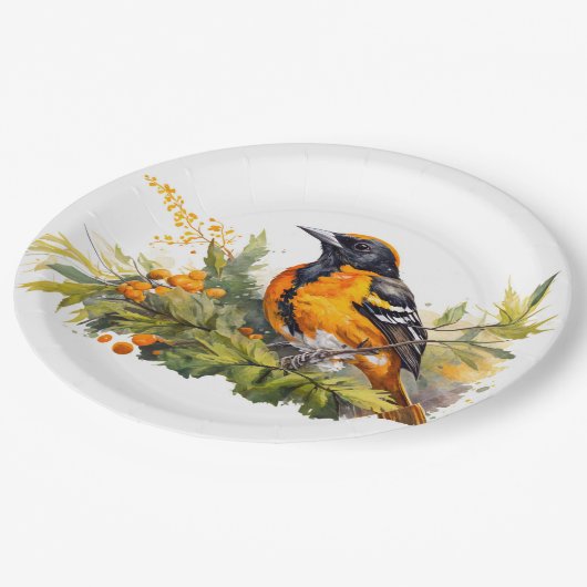 Waterverf Baltimore Oriole Papieren Bordje (Gekanteld)