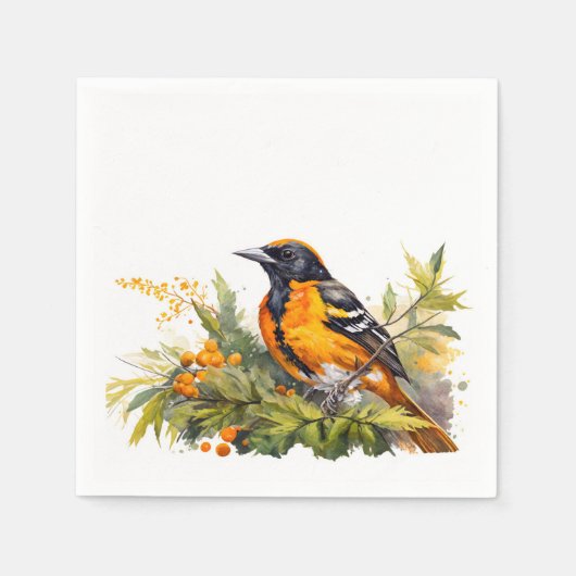 Waterverf Baltimore Oriole Servet (Voorkant)