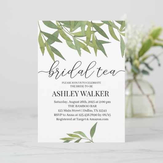 Waterverf bamboe bladeren Vrijgezellenfeest Kaart (Staand voorkant)