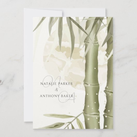Waterverf bamboe illustratie bruiloft uitnodiging (Achterkant)