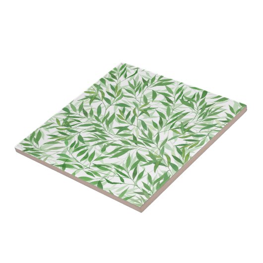 Waterverf Bamboe Leaf Branches Vines Forest Tegeltje (Zijkant)