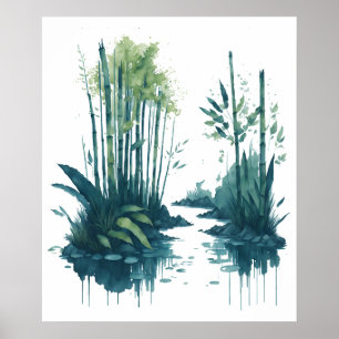 waterverf bamboe schilderij poster