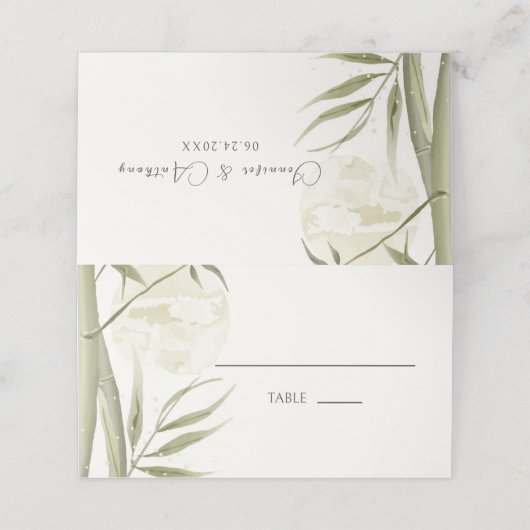 Waterverf Bamboeboom Plaatskaartje (Buitenkant ongevouwen)