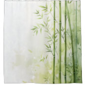 Waterverf Bamboo Forest Retreat in Japanse stijl Douchegordijn (Voorkant)